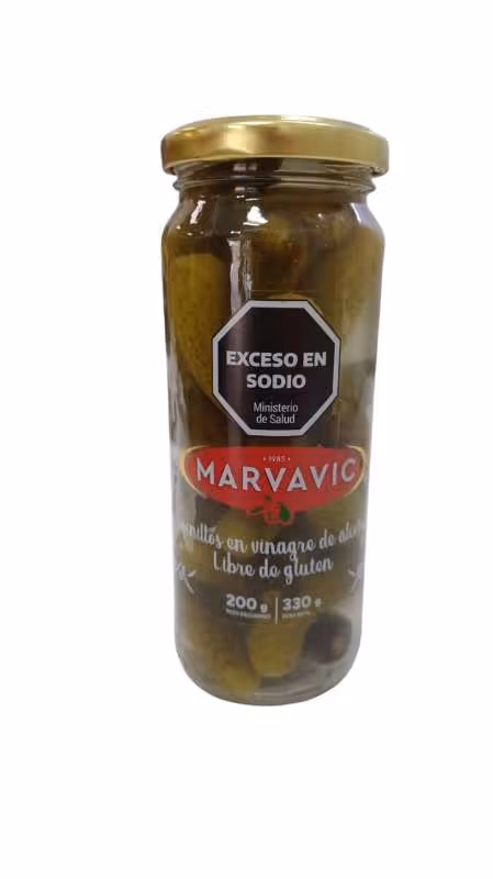 Pepinillos en Vinagrende alcohol Marvavic 330gr x tres unidades